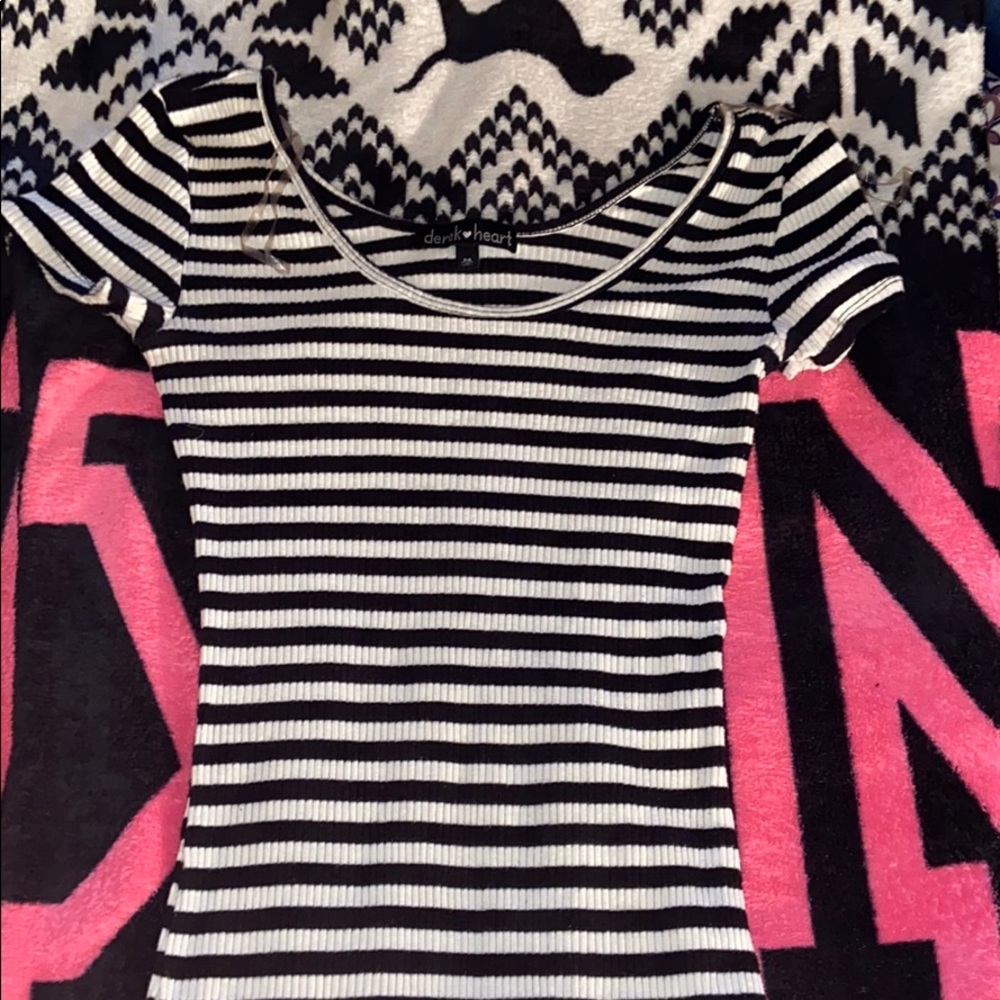 white and black striped dress